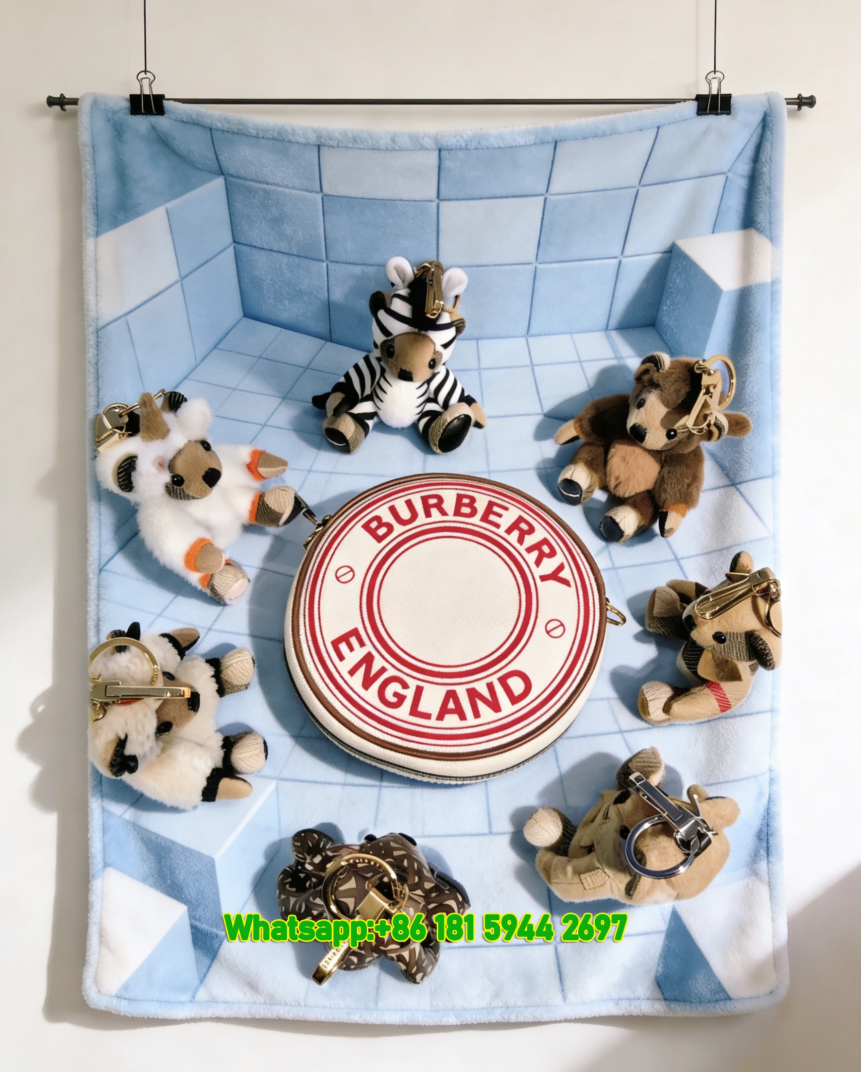 Burberry Plush Charms & Bag Print Flannel Sofa Throw Blanket B242